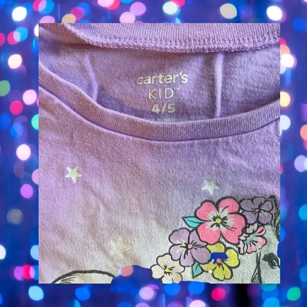 Carter's Floral Unicorn Graphic Tee Long Sleeve